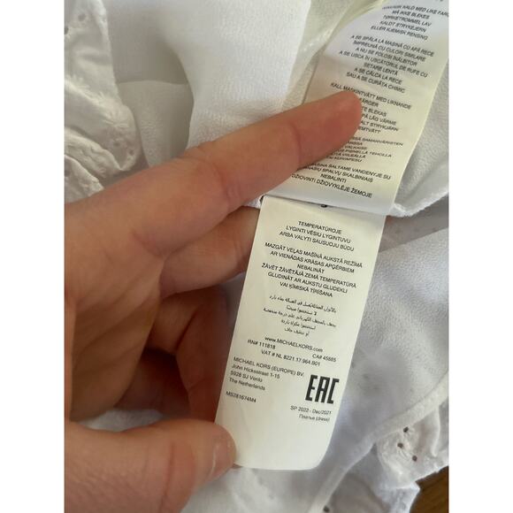 Michael Kors Julia Smocked Eyelet Flutter Dress White S - Picture 8 of 12